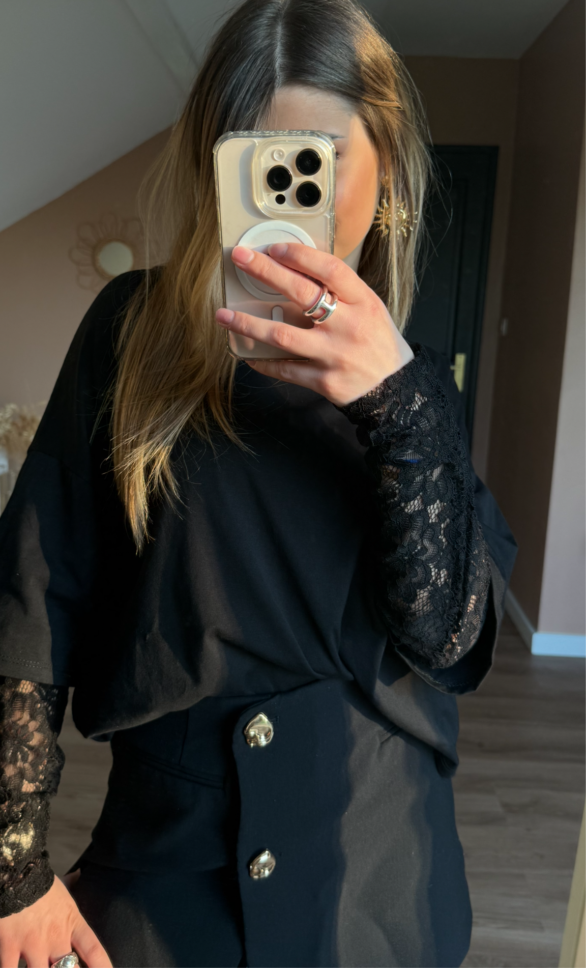 T-shirt dentelle noir IVANA