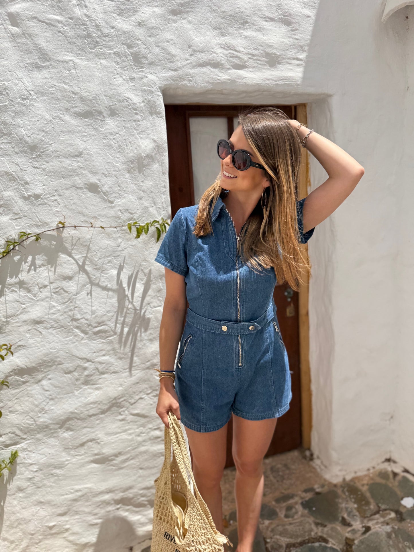 Combi-short en jean CLARA