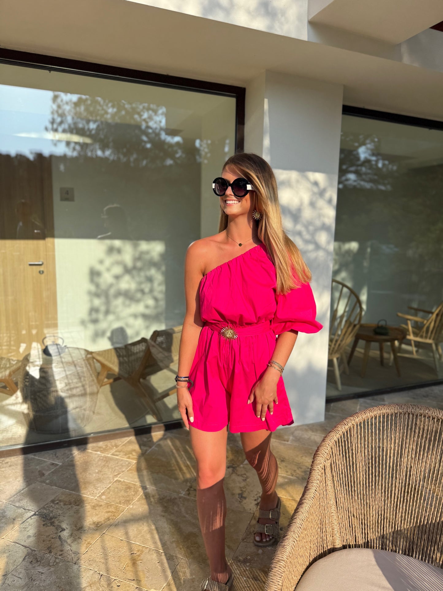 Combishort SOFIA fuchsia asymétrique