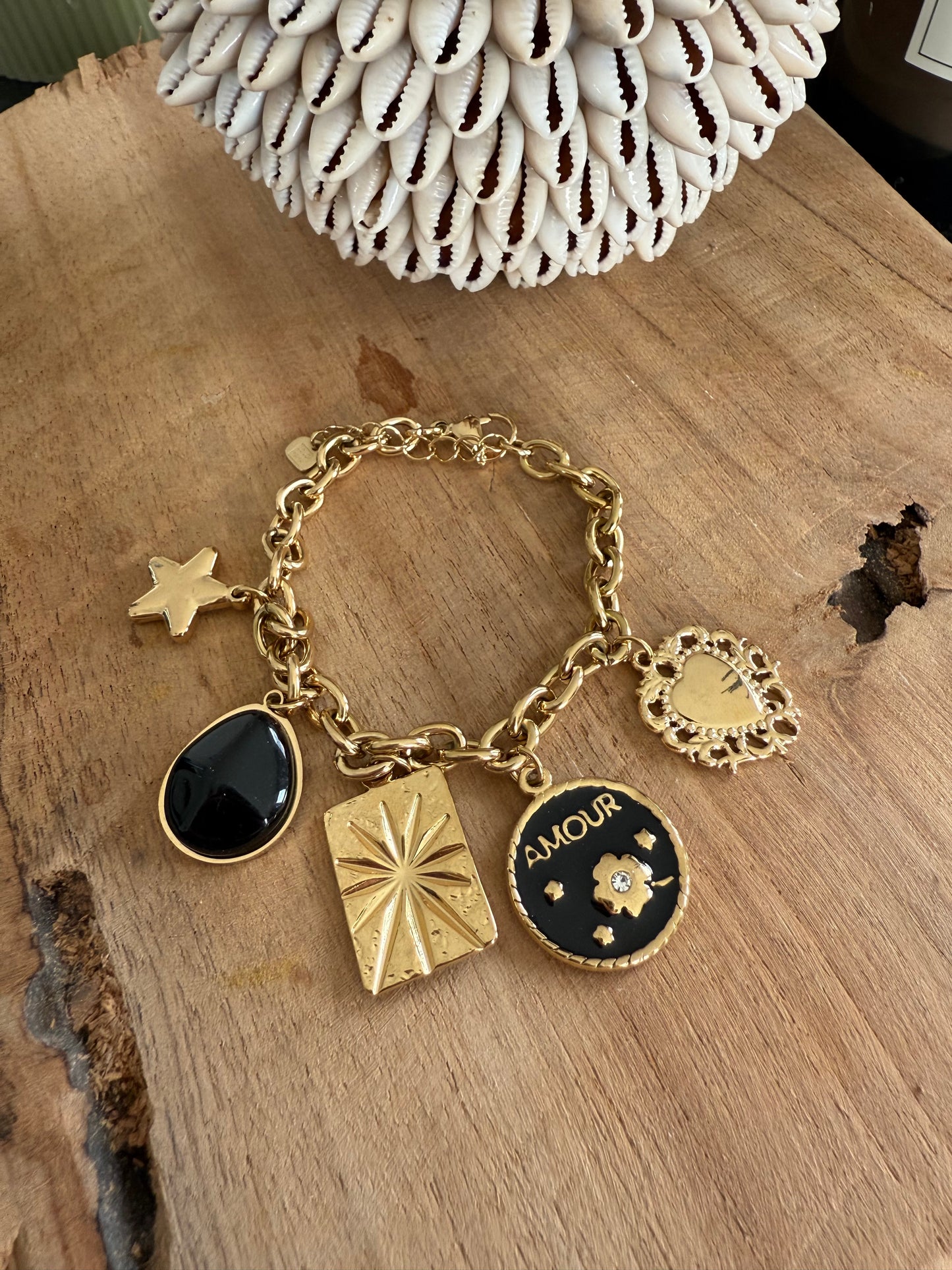 Bracelet charms AMOUR noir
