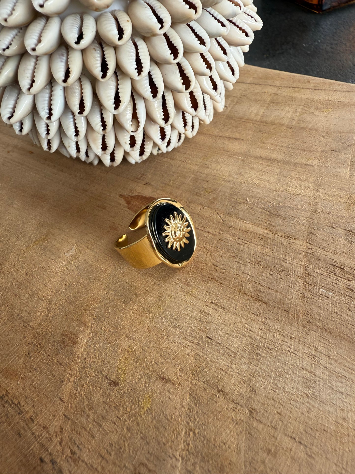 Bague pierre noire Soleil ORIANE