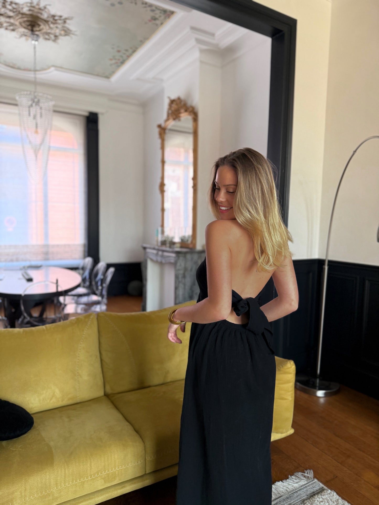 Robe longue dos-nu VICTOIRE noire