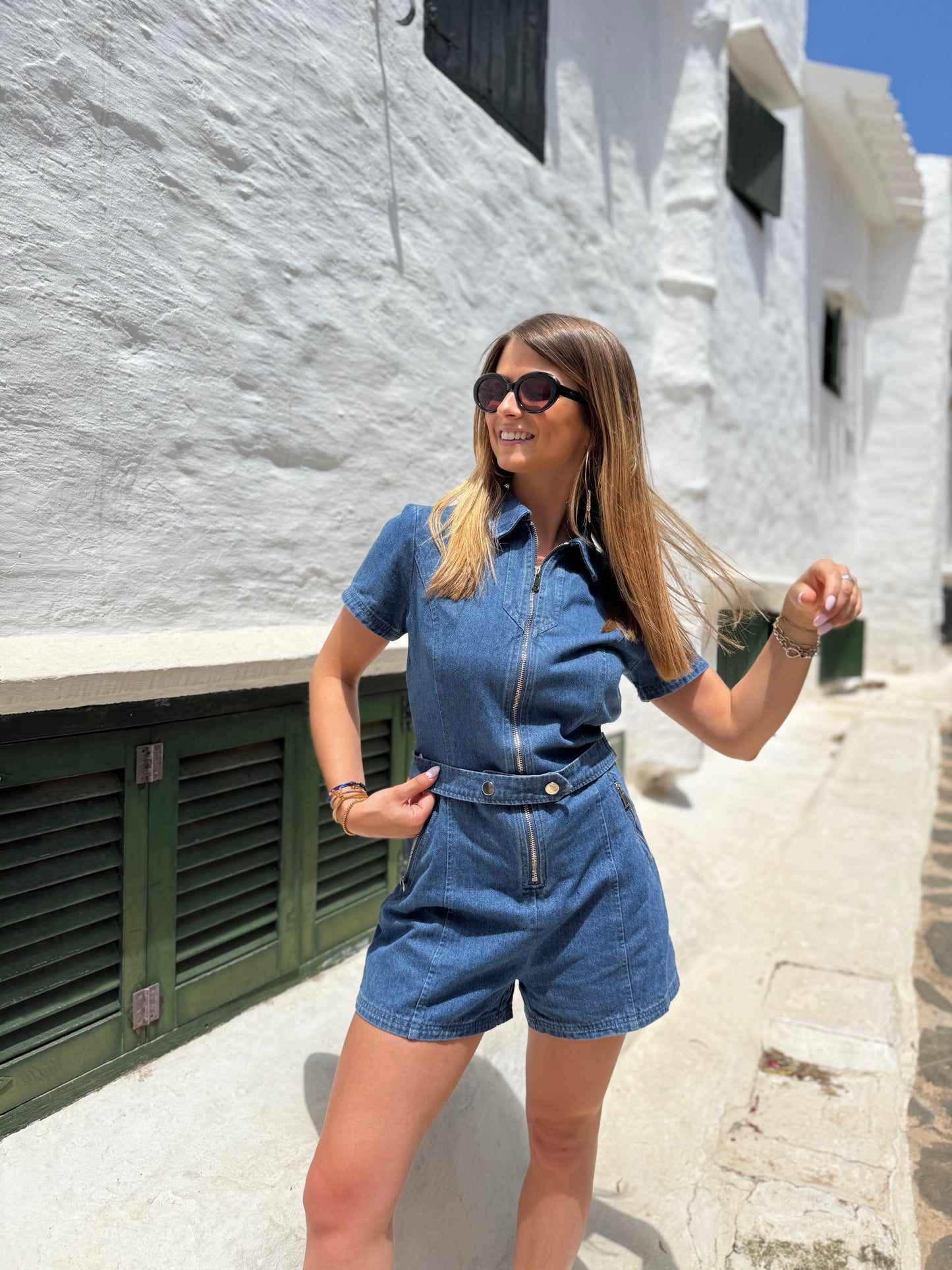 Combi-short en jean CLARA
