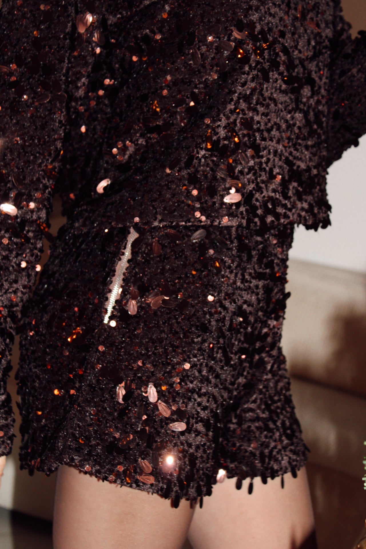 Short à sequins LIA - Chocolat