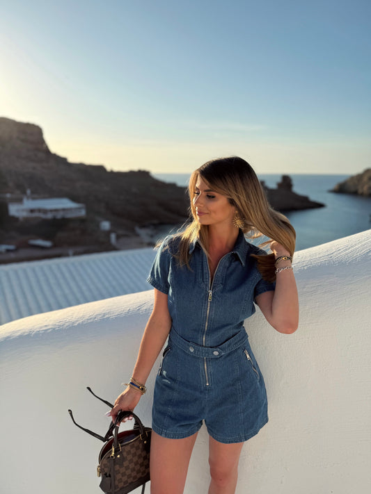 Combi-short en jean CLARA
