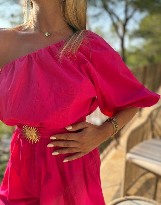 Combishort SOFIA fuchsia asymétrique