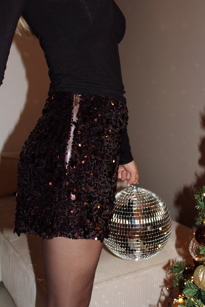 Short à sequins LIA - Chocolat