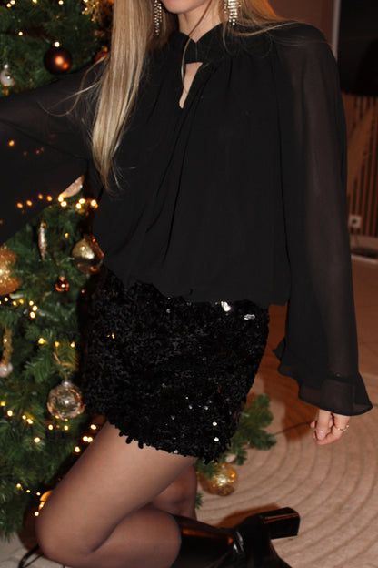 Short à sequins LIA - Noir